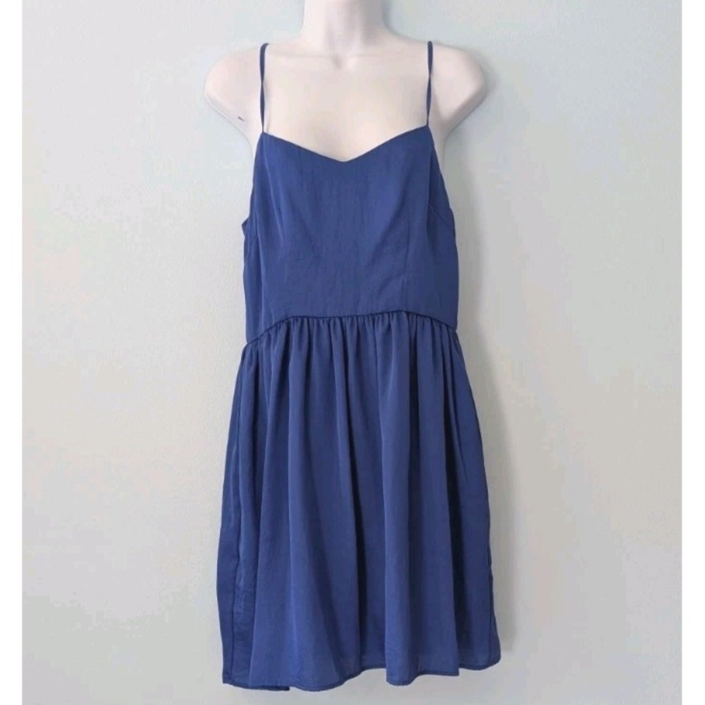 Aqua Strappy Fit & Flare Dress Blue Women's Medium Lined USA NEW